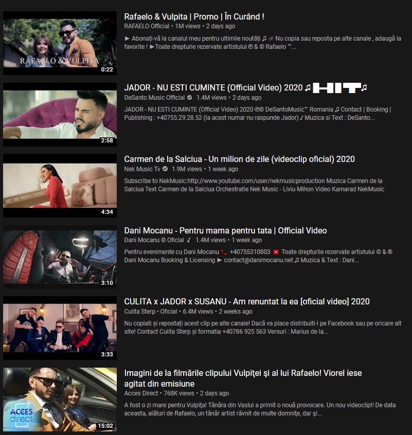 Tranding YouTube Romania (Mai 2020)