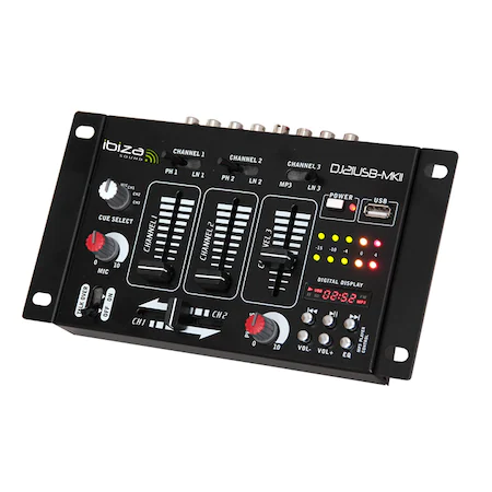Mixer DJ USB, Display, 4 cai 7 canale cu LED-uri Ibiza