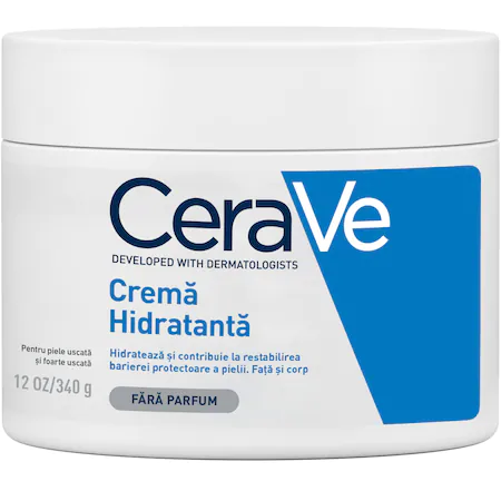 Crema hidratanta pentru fata si corp CeraVe cu ceramide si acid hialuronic, pentru piele uscata si foarte uscata